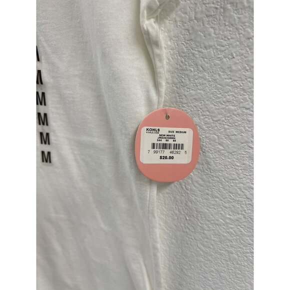 White Womens V-Neck Tee With Abstract Flag Graphic By SO - Picture 4 of 5